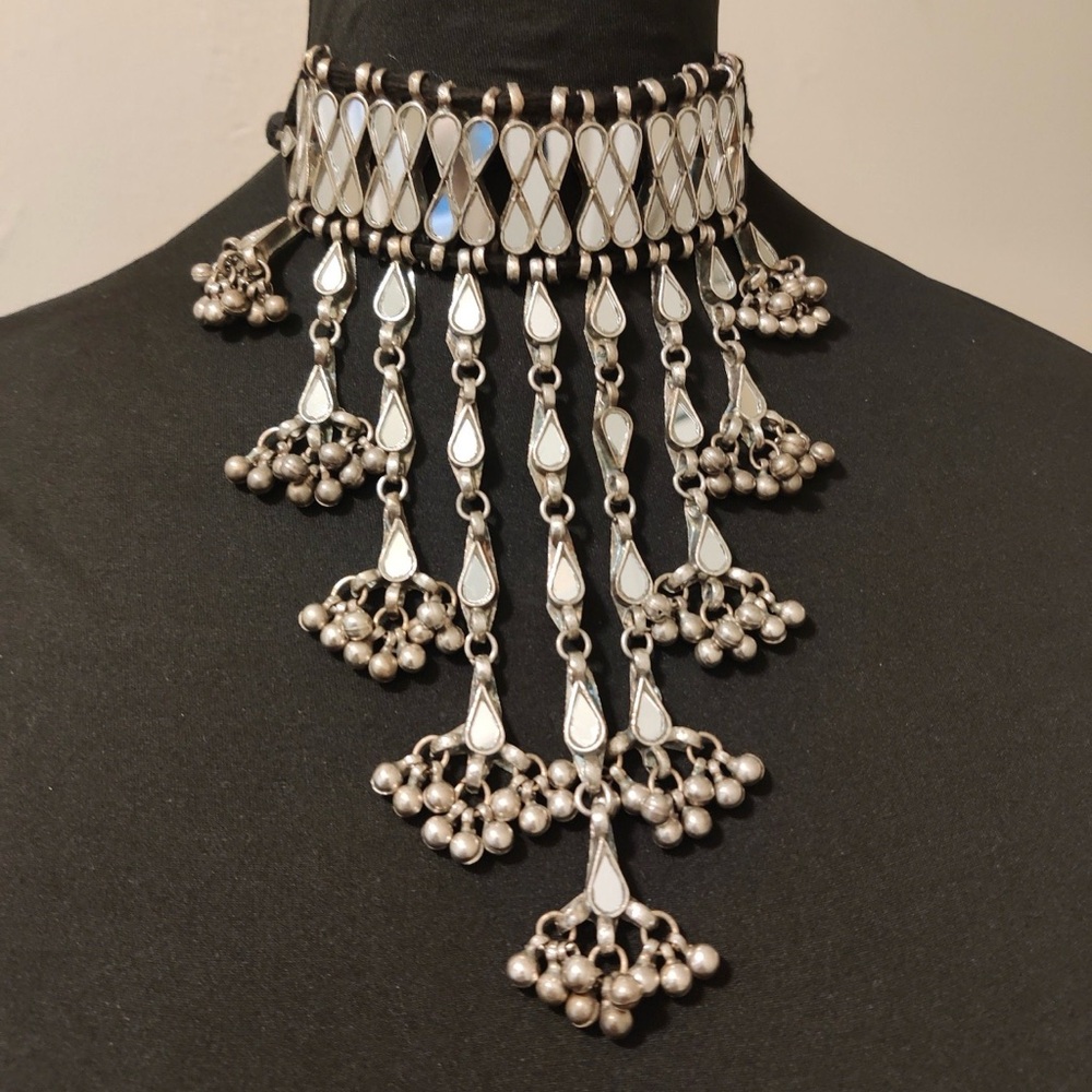 Vintage Handmade Afghan Glass Choker: Kuchi Tribal